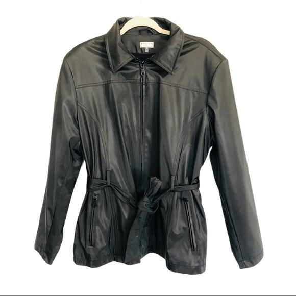 Giacca Gallery black hooded tie waist rain jacket XL - Picture 1 of 8